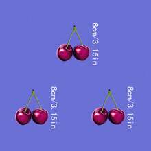 1 pièce/2 pièces/3 pièces Peinture décorative hyperréaliste de cerise / Petit décor convenant pour T-shirt/Masque/Jeans/Sac à dos, lavable, autocollant unisexe DIY