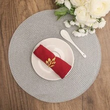 6 Pack Round PP Placemats And Coasters Set - 13.2 Inch Waterproof Non-Slip Table Mats For Dining Decor, Dishwasher Kitchen Tableware - Silver - View 9