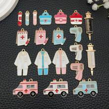 12/20pcs Mixed Antique Silver Alloy Enamel Medical Nurse Cap Stethoscope Charm DIY Pendant For Jewelry Making Craft Supplies Gift Jewelry For Nurse Doctor - Multicolor - View 11
