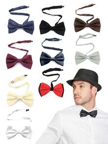 1件绿色和酒红色条纹男士领结，适合休闲、商务、派对、街头和日常穿着。 - 彩色 - 查看 2