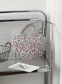 1 Stück Damen Handtasche für Make-up, ein blumenmusteriger, tragbarer, gesteppter Aufbewahrungsbeutel für Toilettenartikel und Kosmetik mit Nischenkonstruktion und großer Kapazität. Es hat einen einfachen, stilvollen und frischen Stil, was es zu einem Muss für die Reise und der perfekten Wahl für schöne Damen macht. Herbst Uni Essentials Reise Essentials Urlaubs Reise Tasche für Damen Make-up Organizer