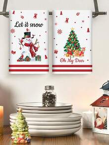 4 buc prosop de Crăciun, prosop din microfibră din poliester cu model de fulg de zăpadă și camion de Crăciun, prosop de Crăciun pentru baie, prosoape absorbante de bucătărie de Crăciun fericit, prosoape moi cu uscare rapidă, prosop de masă imprimat cu mesajul Crăciun fericit, decorațiune pentru cameră de Crăciun