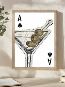 1 件豹纹滑板帆布墙饰、马提尼酒印花酒吧推车墙饰、黑白 Ace 扑克牌海报、复古橄榄色马提尼酒印花酒吧推车墙饰、时髦酒精鸡尾酒印花扑克画、卧室装饰、客厅装饰 - 彩色 - 查看 19