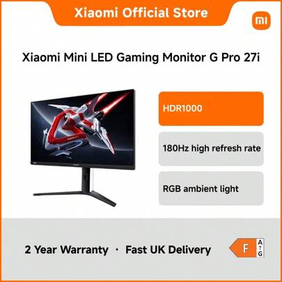 Xiaomi Mini LED Gaming Monitor G Pro 27i – 27" QHD 2560*1440, 180Hz Refresh Rate, 1ms Response, 1000nits HDR1000, 1152-Zone Local Dimming, 99% DCI-P3, DP & HDMI Ports, Pro Display For Esports & Creative Pros
