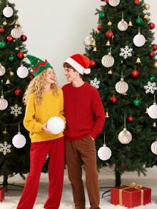 9pcs Christmas Balls Set Glitter Christmas Tree Ornaments Decoration Flocked Christmas Ball Ornaments Xmas Tree Hanging For Indoor Outdoor Holiday Party Decor Christmas Tree Ornament Shatterproof Baubles Hanging Pendant For Home Decoration Party Supplies