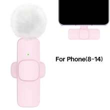 Wireless Lavalier Microphone For Phone IPad TypeC Lapel Mics Plug-Play 2.4G Ultra-Low Delay Built-In Noise Reduction Chip 8H Working Time For Video Recording Interview Podcast Vlog - Pink - View 12