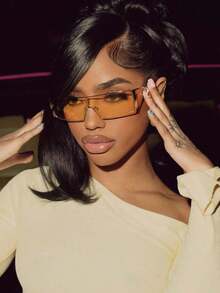 1PC Vintage Metal Frame Fashion Glasses – Stylish Shades For Women – Versatile Accessory For Beach Trips, Camping, Vacation Outfits, And Everyday Wear – Perfect With Summer Dresses, Jackets, Hoodies, And Preppy Back-To-School Styles - 黃色 - 查看 10