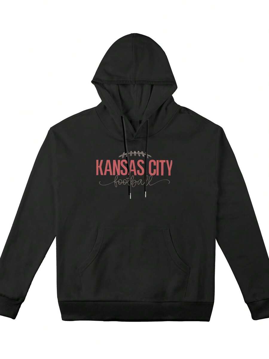 Women's Graphic Hoodies Kansas City Football Graphic Print Long Sleeve Drawstring Pocket Sweatshirt Pullover Tops