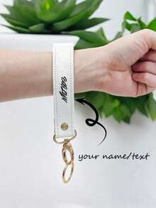 Llavero de cuero de PU con letra personalizada, llavero de pulsera personalizado, recuerdo de boda, llavero de coche, llavero de cuero unisex - Multicolor - Ver 2