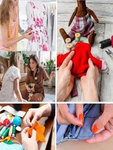 1 set d'outils de couture portables imprimés, kit d'outils de couture pratique pour la maison - 10 pièces/45 pièces/86 pièces/130 pièces Boîte de fils, aiguilles, enfileur, fournitures de couture artisanales, comprend une boîte en tissu - Ensemble complet d'outils d'artisanat et de réparation avec des fils de couleurs assorties, convient aux voyages et à l'utilisation domestique des dames - Fournitures d'artisanat essentielles toute l'année