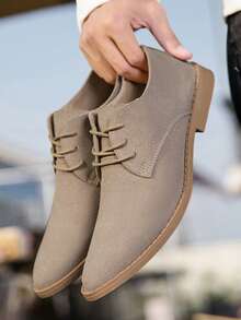 Zapatos casuales para hombres, botas de punta afilada, estilo británico, de cuero ante, Oxford, versátiles para vestir, zapatos de boda