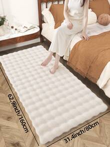 DAJIANG 1 件 - 米色柔软现代室内大号毛茸茸地毯，几何简约蓬松浴室垫，防滑背衬，可机洗，客厅、梳妆台、浴缸、淋浴间、水槽 - 家居装饰 家居浴室装饰 地毯 户外地毯 门垫 秋季装饰 浴室配件 返校入口装饰