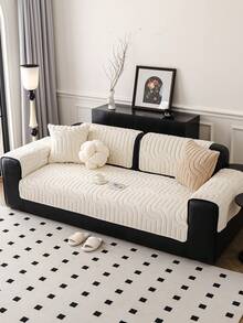 1 pieza Funda de cojín de sofá de peluche, funda de sofá de felpa suave lavable, adecuada para sofá en forma de L, banco y silla, funda de sofá antideslizante, protege las esquinas del sofá, adecuada para muebles de sala de estar, estilo moderno, lavable a máquina