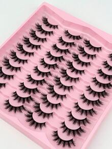 20 Pairs Of False Eyelashes, Anime Eyelashes, Cat Eyelashes, Imitation Mink Eyelashes, Fox Eyelashes, Natural Eyelashes, Role Play, Travel Essential Makeup Tools, Suitable For Holiday Parties, Halloween, Christmas - 眼尾拉長款 - 查看 6