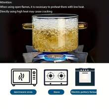 Glass Pots For Cooking 1.5L(50oz) Clear Pot With Lid For Stove Top Glass Saucepan For Noodle, Soup, Milk - 無色 - 查看 7