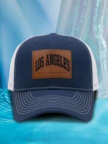 1pc Men's Personalized Leather Patch BOSTON Laser Slogan Casual Outdoor Fashion Breathable Adjustable Hard Top Baseball Mesh Cap, Suitable For Daily Wear - E - View 14