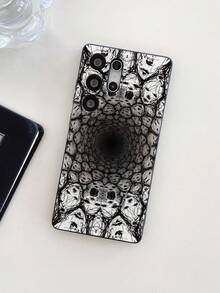 1pc Dark Gothic Style Full-Screen Ghost Face Painted Pattern, Black Matte Texture TPU Material Eye-Catching Anti-Drop Phone Case, Suitable As Gift For Boyfriend/Girlfriend, Compatible With Apple, Compatible With Samsung, OPPO, Vivo And Other Android Models - Multicolor - View 8