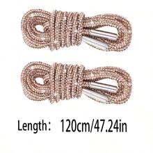 2条120厘米奢华水晶鞋带，圆形水晶鞋带/帽带，时尚闪亮，水晶抽绳运动鞋带，休闲鞋带 - 白色 - 查看 19