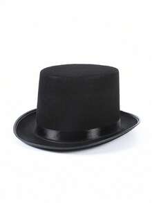 1pc New Magician Top Hat, Black Gentleman Jazz Hat, Korean Fashion Casual Unisex Costume Hat For Halloween - A - View 5