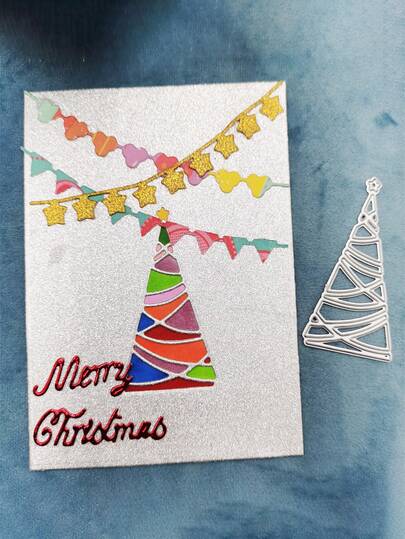 قالب قطع معدني لشكل شجرة عيد الميلاد، أداة صنع بطاقات معايدة وديكور، قطع ورق رقيق، تقطيع وتزيين بطاقات المعايدة، أدوات صناعة المشاريع المنزلية، قالب من الصلب الكربوني