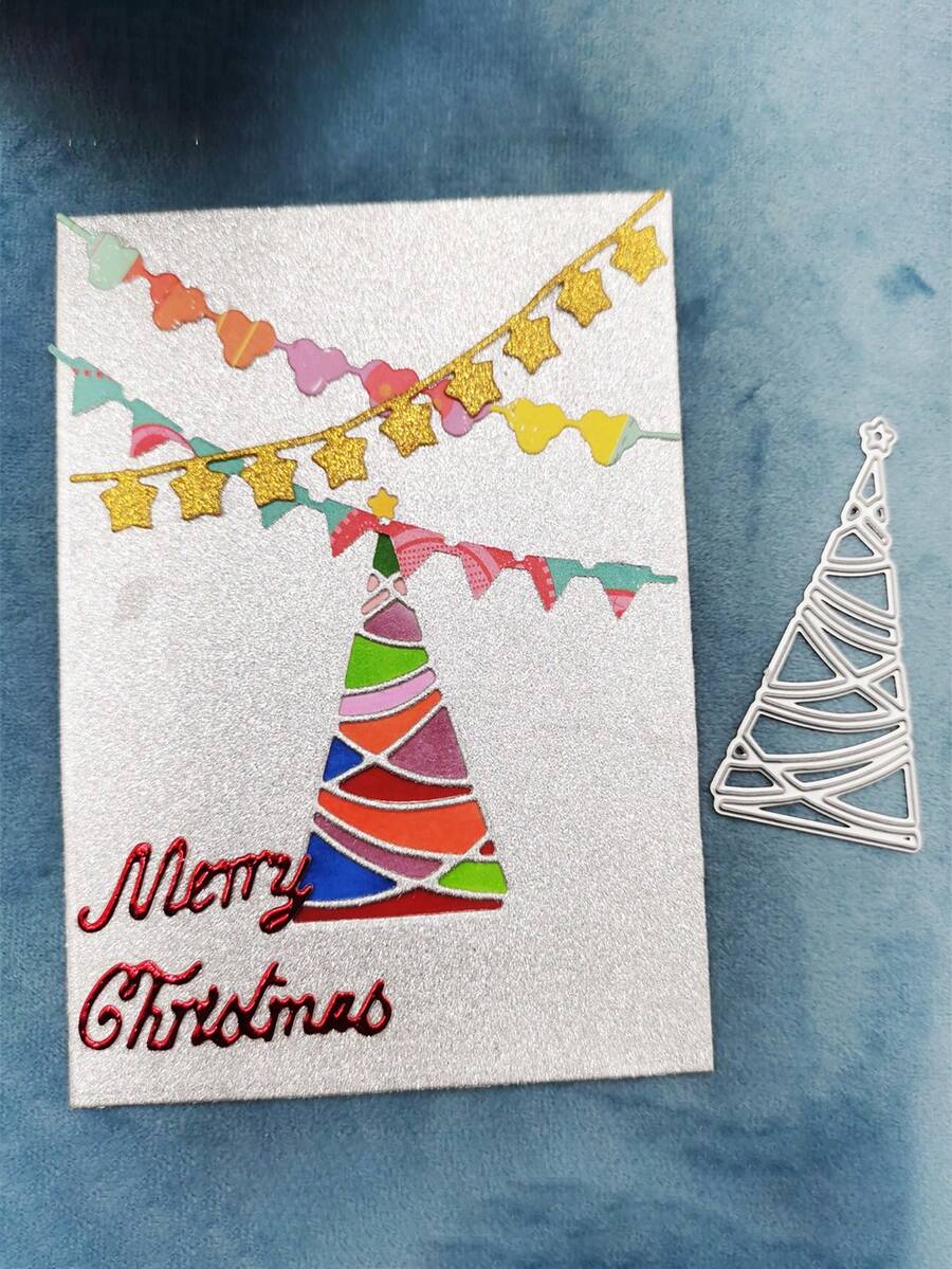 Christmas + Christmas Tree 1 Metal Cutting Knife Mold Cutting Mold DIY Paper Card Craft For Cutting Thin Sheets, Greeting Card Craft Decoration, Decorative Embossing, Home Project Making Tools Carbon Steel Mold Home Decor Christmas Decorations Room Decor