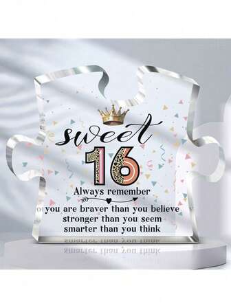 Acrylic Birthday Plaque Gift For Girls Aged 16 And 18, Sweet Gift Decoration For Girls/Boys Aged 16 And 18, Commemorative Gift, Room Decoration For Boudoir Decoration, Desktop Ornaments, Gift Baskets Birthdays Decoration, Holiday Christmas Gifts