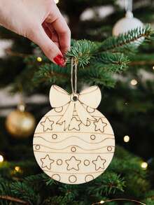 12/24pcs/Sets Of Christmas Wood Board Ornaments, DIY Decorative Wood Pieces, Wooden Ornaments, Home Decor Wood Pieces, Perfect For Christmas, Halloween, And Thanksgiving Gift Hangings, Perfect For Holiday Decorations.