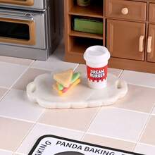 Dollhouse Miniature Food Play Coffee Sandwich Cake Beverage Set Mini Restaurant Breakfast Afternoon Tea Desktop Decoration