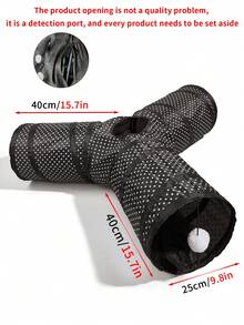 1个涤纶印花黑色波点猫隧道，宠物自娱玩具，小型宠物室内活动互动玩具 - 彩色 - 查看 13