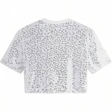 Men's Fishnet Mesh Tee Shirt Round Neck Short Sleeve Crop Top - Pure White - View 7
