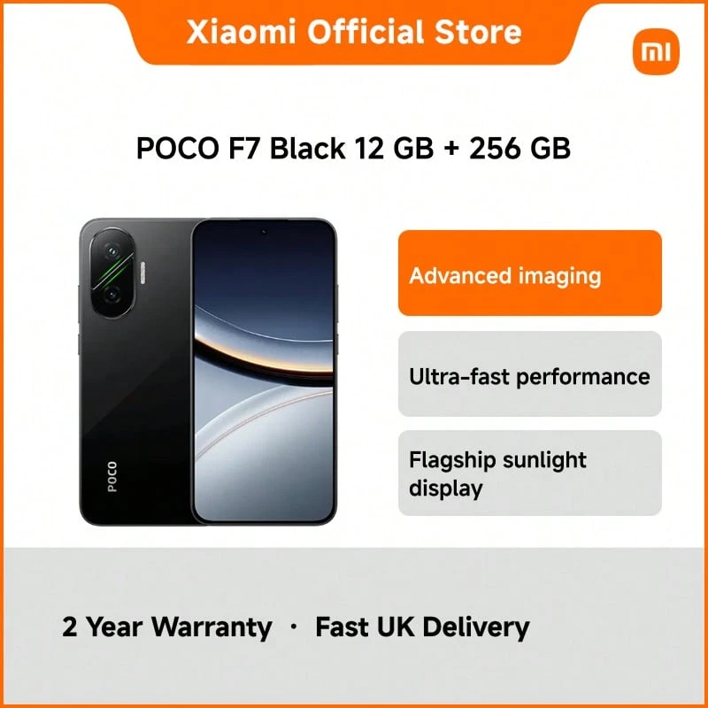 POCO F7 Smartphone – 6.83" AMOLED 120Hz Display, Snapdragon 8s Gen 3, 12GB+256GB/512GB, 50MP OIS Camera, 20MP Front Camera, 6500mAh Battery, 90W Fast Charging, IP68 Waterproof, WiFi 7, 5G Android Phone With Dolby Vision - UK Plug(220-240V) - View 1
