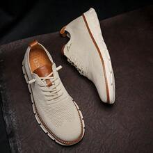 男士休闲透气镂空运动鞋,适合日常穿着 - 米色 - 查看 4