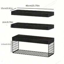 3 piezas Estantería de baño montada en la pared - Organizador de inodoro, Estantería de almacenamiento de papel higiénico de estilo rústico de varios niveles, Estantería de baño resistente al agua con estantes flotantes