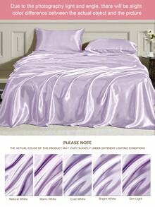 1件装高级丝滑缎面床单，柔软透气，不易起皱，提升睡眠质量，奢华酒店风格，送给父母朋友的理想礼物，深口袋设计，柔软透气，适用于各种尺寸的床——单人床、双人床、特大号床、大号床，通过Oeko-Tex认证 - 蒟蒻紫 - 查看 7