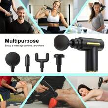 Massage Gun Deep Tissue Percussion Massager USB Rechargeable 4 Massage Heads Travel Home Handheld Electric Massager Body Pain Relief Muscle 6 Levels Relaxation Fitness - Multicolor - View 7