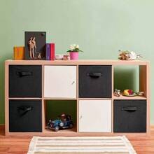 4 Pack Foldable Storage Box Foldable Canvas Drawer Organizer Fabric Cube - 黑色 - 查看 4