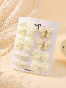 8 件/套极简主义蝴蝶结发夹，波西米亚针织蝴蝶女孩发夹，马尾辫夹，适合节日派对、旅行、时尚发饰套装 - 蝴蝶結髮夾 - 查看 12