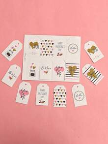 48 Stücke - Vintage Valentinstag Banner Dekoration - Rosa Valentinstag Glückliches Hängendes Kranz Banner, Vintage Valentinstag Banner, Valentinstag Jahrestag Kamin Fenster Dekoration Party Zubehör