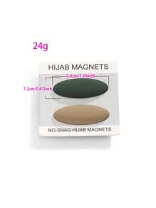 2个纯色锌合金穆斯林头巾磁性搭扣，强力磁铁，椭圆形拇指扣，不脱落橡胶涂层，适合女性日常佩戴，春夏秋冬四季皆宜。 - 橢圓形 - 查看 22