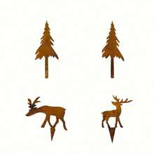 4pcs Rustic Christmas Garden Stake Set - Metal Elk & Spruce Tree Decorations, Outdoor Yard Signs With Anti-Rust Plugs For Holiday Cheer