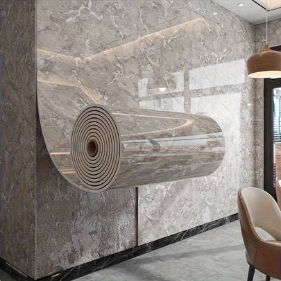 1 Roll (23.62inch X 118.11inch) Self-Adhesive Vinyl Marble Wallpaper With 3D Illusion Effect - Peel & Stick Removable Tile Sticker For Walls, Floors, Ceilings - Realistic White & Golden Veining Design For Living Room, Kitchen Backsplash, Bathroom Decor, Wall Decor Wallpaper, Ceiling Decoration, Modern Decor, Luxurious Appearance, Easy Installation