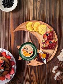 1 pieza Bandeja decorativa de madera artesanal con luna y estrellas, regalo minimalista para festividad - Multicolor - Ver 4