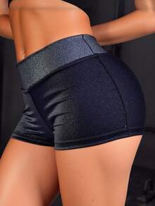 Mini short brillante da forma ajuste perfecto SA Romy sensual ajuste al cuerpo baile twerk fitness gran covertura moldea cuerpo - Negro - Ver 2