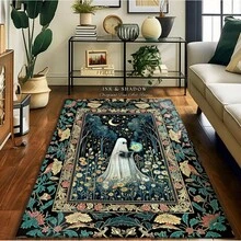 Thảm ma ám Magical Meadow | Thảm phòng ngủ Whimsigoth Halloween Cottagecore Trang trí Gothic huyền bí Trang trí nhà cửa Sách tinh thần mùa thu Trang trí lối vào phòng tắm Trang trí nhà bếp - Nhiều màu - Xem 2