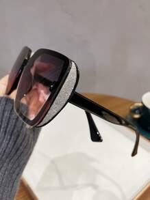 1pc Women's Vintage Square Frame Plastic Fashion Glasses , Suitable For Outdoor Travel And Street-Style Square Shape Shades - Multicolor - View 2