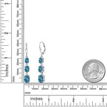 Gem Stone King 3-Stone Leverback Drop Dangle Earrings Women |   925 Sterling Silver |   Gemstone Birthstone |   Oval 8X6MM 7X5MM And 6X4MM |   Fine Jewelry Gifts Her Mom Women Wife - 倫敦藍色托帕石,十一月 - 查看 6