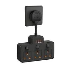墙壁插入式英国标准短线电源插座，最大功率 2500W/10A，单开关 3AC 3USB（1 Type-C）适用于家庭、卧室、办公室等场景 - 英規插(220-240V) - 查看 10