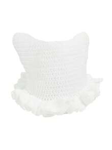 1 件手工钩针编织猫耳波浪帽，男女通用秋冬保暖 Y2K 街头嘻哈头饰，适合万圣节、圣诞节、DIY 秋季服装的可爱暗黑风格 - 彩色 - 查看 15