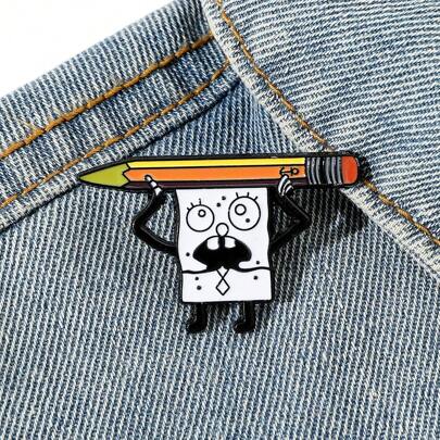 SPONGEBOB 1 pieza Broche de comedia de dibujos animados ESPONJA BOCAGRANDE, insignia de metal con esmalte de Esponja Bocagrande, accesorio para ropa, mochila, regalo para amigos