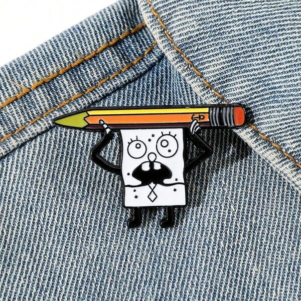 SPONGEBOB SPONGEBOB 1 Pc Comedy Cartoon Brooch Creaive SpongeBob SquarePants Enamel Pin Metal Badge Jewelry Clothing Backpack Accessories Gift For Friends